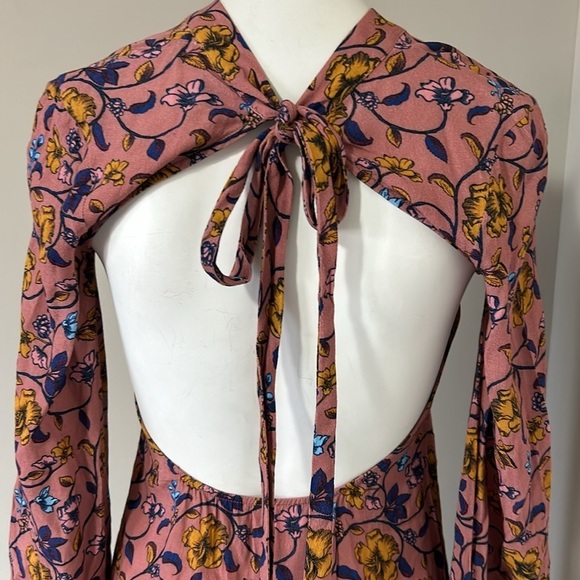 For Love and Lemons Pink Open Back Night Out Dress Urban Outfitters Floral Sz XS - Picture 8 of 12